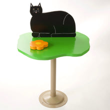 Black Cat on a Grass Patch side table with light